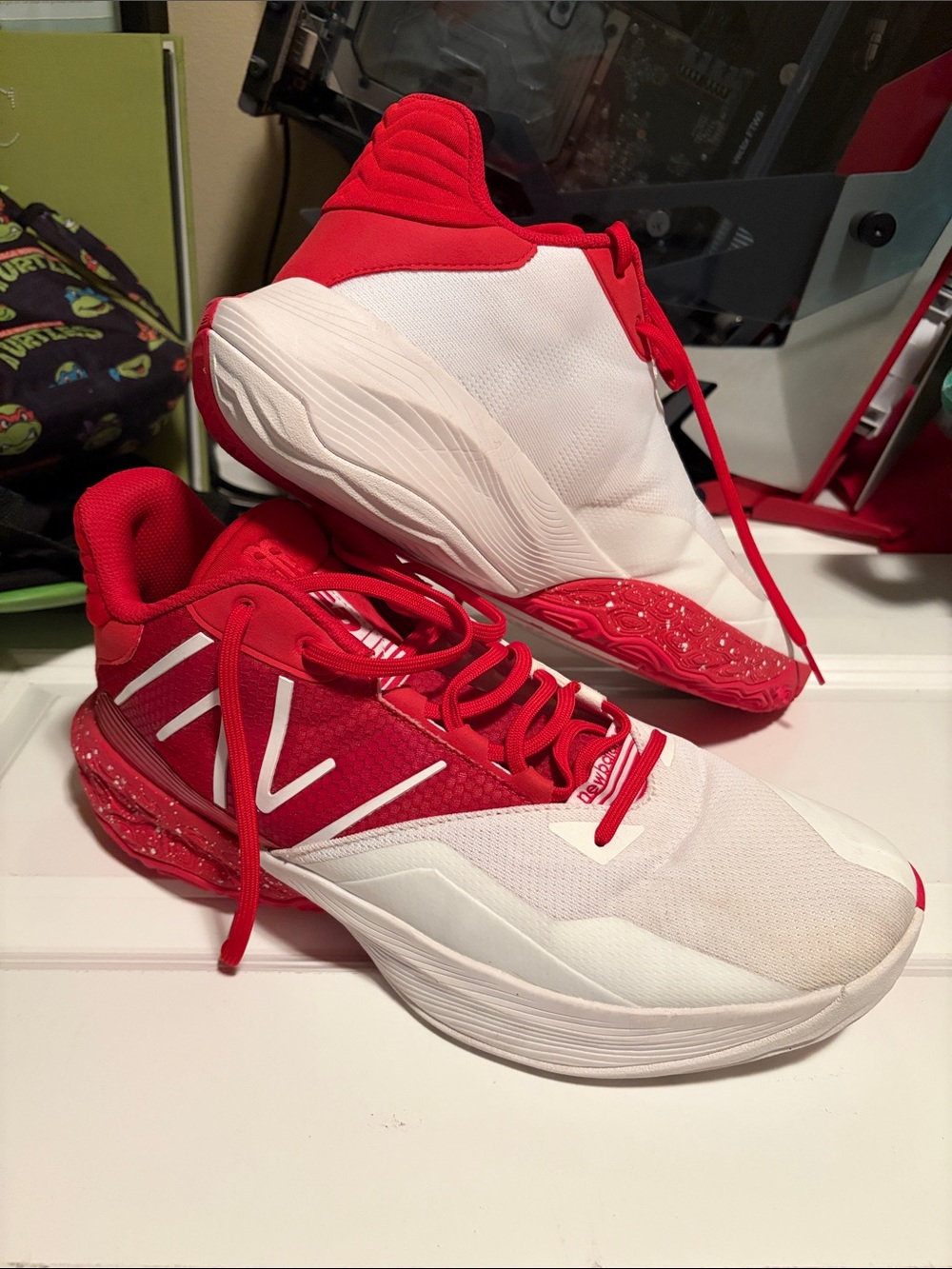 New Balance Red and White Men's Athletic Sneakers